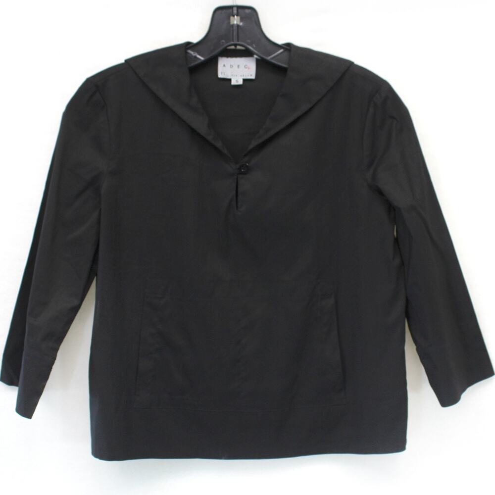 Adec 2 Bergdorf Goodman black minimalist sailor blouse top shirt cotton blend Sm